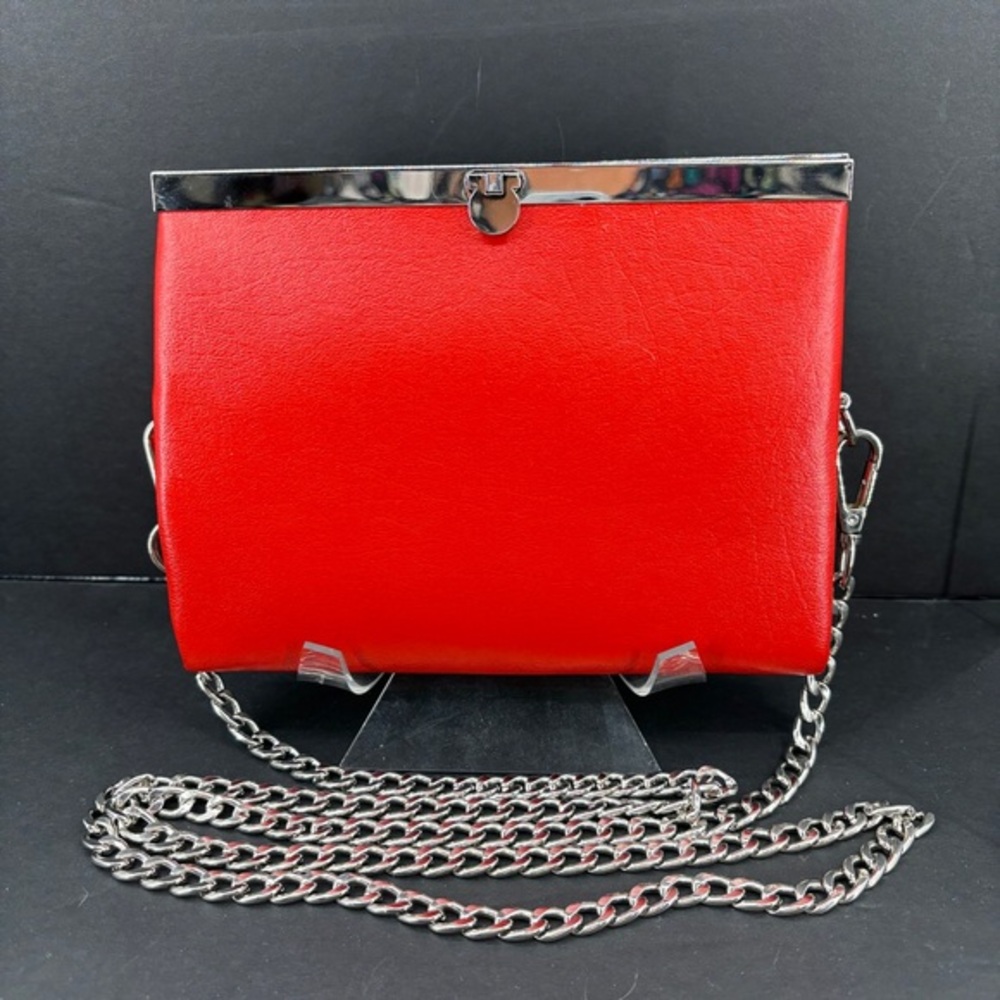MakesMeSmile Designs Red Faux Leather Handmade‎ Convertible Clutch Shoulder Bag